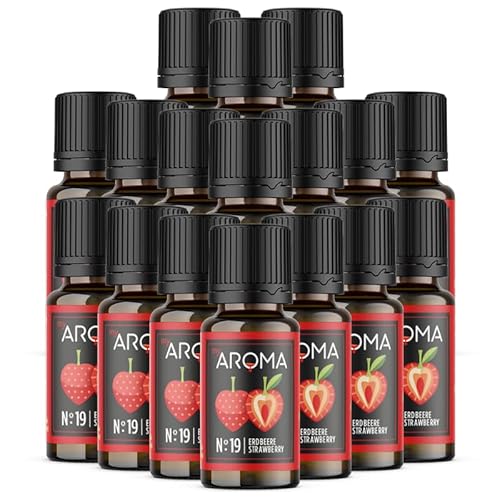 myAROMA flavour drops – Erdbeere 17x10ml, flavour drops zuckerfrei, kalorienfrei & vegan, natürliches Lebensmittelaroma ohne künstliche Farbstoffe für Backen, Essen und Trinken, Nr. 19 von my AROMA