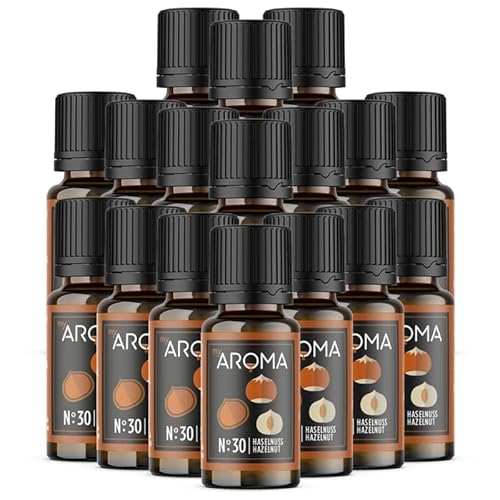 myAROMA flavour drops – Haselnuss 17x10ml, flavour drops zuckerfrei, kalorienfrei & vegan, natürliches Lebensmittelaroma ohne künstliche Farbstoffe für Backen, Essen und Trinken, Nr. 30 von my AROMA