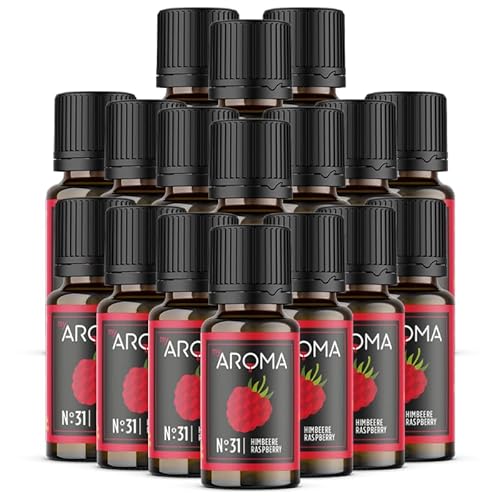 myAROMA flavour drops – Himbeere 17x10ml, flavour drops zuckerfrei, kalorienfrei & vegan, natürliches Lebensmittelaroma ohne künstliche Farbstoffe für Backen, Essen und Trinken, Nr. 31 von my AROMA