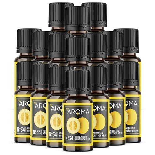 myAROMA flavour drops – Honigmelone 17x10ml, flavour drops zuckerfrei, kalorienfrei & vegan, natürliches Lebensmittelaroma ohne künstliche Farbstoffe für Backen, Essen und Trinken, Nr. 34 von my AROMA