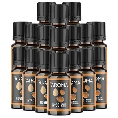 myAROMA flavour drops – Mandel 17x10ml, flavour drops zuckerfrei, kalorienfrei & vegan, natürliches Lebensmittelaroma ohne künstliche Farbstoffe für Backen, Essen und Trinken, Nr. 50 von my AROMA