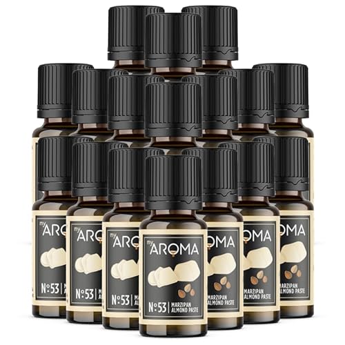 myAROMA flavour drops – Marzipan 17x10ml, flavour drops zuckerfrei, kalorienfrei & vegan, natürliches Lebensmittelaroma ohne künstliche Farbstoffe für Backen, Essen und Trinken, Nr. 53 von my AROMA