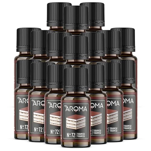 myAROMA flavour drops – Tiramisu 17x10ml, flavour drops zuckerfrei, kalorienfrei & vegan, natürliches Lebensmittelaroma ohne künstliche Farbstoffe für Backen, Essen und Trinken, Nr. 72 von my AROMA
