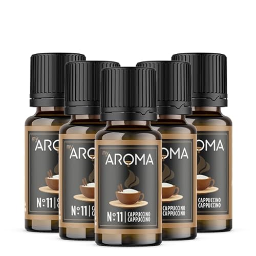 myAROMA flavour drops – Cappuccino 5x10ml, flavour drops zuckerfrei, kalorienfrei & vegan, natürliches Lebensmittelaroma ohne künstliche Farbstoffe für Backen, Essen und Trinken, Nr. 11 von my AROMA