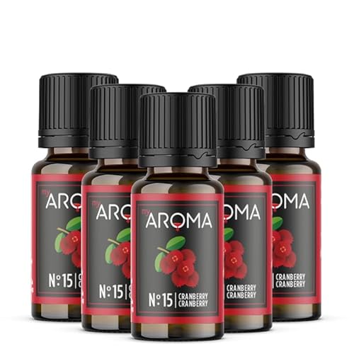 myAROMA flavour drops – Cranberry 5x10ml, flavour drops zuckerfrei, kalorienfrei & vegan, natürliches Lebensmittelaroma ohne künstliche Farbstoffe für Backen, Essen und Trinken, Nr. 15 von my AROMA