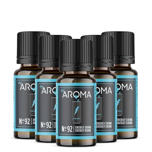 myAROMA flavour drops – Energy Drink 5x10ml, flavour drops zuckerfrei, kalorienfrei & vegan, natürliches Lebensmittelaroma ohne künstliche Farbstoffe für Backen, Essen und Trinken, Nr. 92 von my AROMA