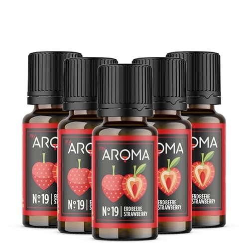 myAROMA flavour drops – Erdbeere 5x10ml, flavour drops zuckerfrei, kalorienfrei & vegan, natürliches Lebensmittelaroma ohne künstliche Farbstoffe für Backen, Essen und Trinken, Nr. 19 von my AROMA