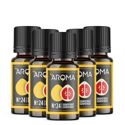myAROMA flavour drops – Grapefruit 5x10ml, flavour drops zuckerfrei, kalorienfrei & vegan, natürliches Lebensmittelaroma ohne künstliche Farbstoffe für Backen, Essen und Trinken, Nr. 24 von my AROMA