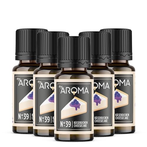 myAROMA flavour drops – Käsekuchen 5x10ml, flavour drops zuckerfrei, kalorienfrei & vegan, natürliches Lebensmittelaroma ohne künstliche Farbstoffe für Backen, Essen und Trinken, Nr. 39 von my AROMA