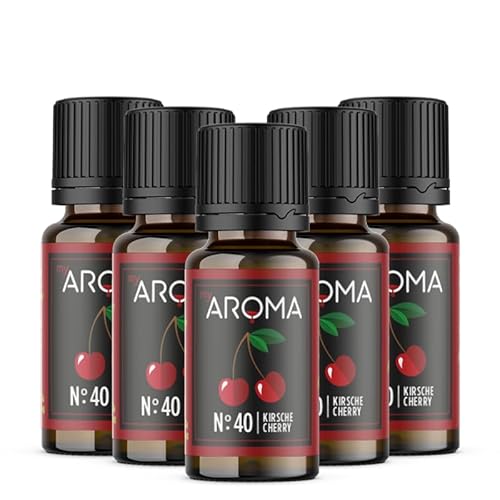 myAROMA flavour drops – Kirsche 5x10ml, flavour drops zuckerfrei, kalorienfrei & vegan, natürliches Lebensmittelaroma ohne künstliche Farbstoffe für Backen, Essen und Trinken, Nr. 40 von my AROMA