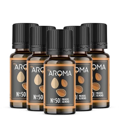 myAROMA flavour drops – Mandel 5x10ml, flavour drops zuckerfrei, kalorienfrei & vegan, natürliches Lebensmittelaroma ohne künstliche Farbstoffe für Backen, Essen und Trinken, Nr. 50 von my AROMA