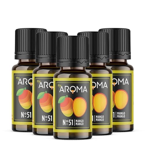 myAROMA flavour drops – Mango 5x10ml, flavour drops zuckerfrei, kalorienfrei & vegan, natürliches Lebensmittelaroma ohne künstliche Farbstoffe für Backen, Essen und Trinken, Nr. 51 von my AROMA