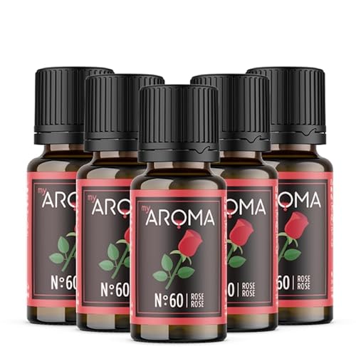 myAROMA flavour drops – Rose 5x10ml, flavour drops zuckerfrei, kalorienfrei & vegan, natürliches Lebensmittelaroma ohne künstliche Farbstoffe für Backen, Essen und Trinken, Nr. 60 von my AROMA