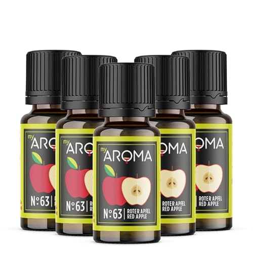 myAROMA flavour drops – Roter Apfel 5x10ml, flavour drops zuckerfrei, kalorienfrei & vegan, natürliches Lebensmittelaroma ohne künstliche Farbstoffe für Backen, Essen und Trinken, Nr. 63 von my AROMA