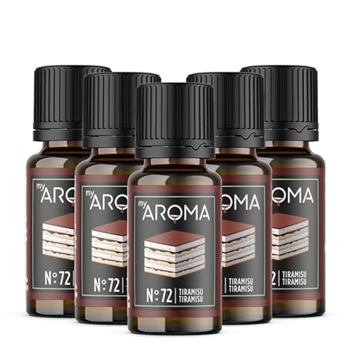 myAROMA flavour drops – Tiramisu 5x10ml, flavour drops zuckerfrei, kalorienfrei & vegan, natürliches Lebensmittelaroma ohne künstliche Farbstoffe für Backen, Essen und Trinken, Nr. 72 von my AROMA