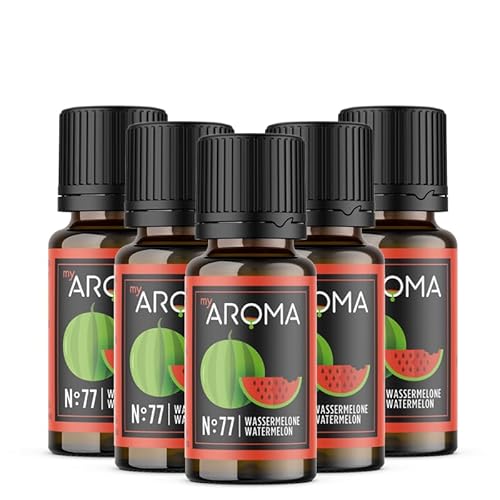 myAROMA flavour drops – Wassermelone 5x10ml, flavour drops zuckerfrei, kalorienfrei & vegan, natürliches Lebensmittelaroma ohne künstliche Farbstoffe für Backen, Essen und Trinken, Nr. 77 von my AROMA