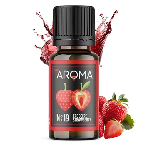 myAROMA | No. 19 (Erdbeere, 10 ml) | Rein natürliches Aroma | Geschmackstropfen für Wasser & Cocktails | Lebensmittelaroma zum Kochen & zum Backen | Kalorienfrei & ohne Zucker oder Süßung von my AROMA