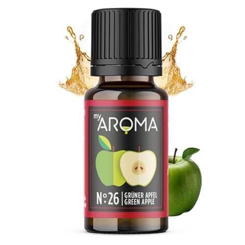 myAROMA | No. 26 (Grüner Apfel, 10 ml) | Rein natürliches Aroma | Geschmackstropfen für Wasser & Cocktails | Lebensmittelaroma zum Kochen & zum Backen | Kalorienfrei & ohne Zucker oder Süßung von my AROMA