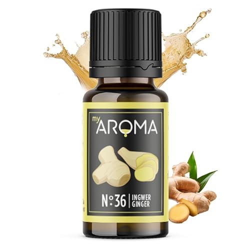 myAROMA flavour drops – Ingwer 10ml, flavour drops zuckerfrei, kalorienfrei & vegan, natürliches Lebensmittelaroma ohne künstliche Farbstoffe für Backen, Essen und Trinken, Nr. 36 von my AROMA