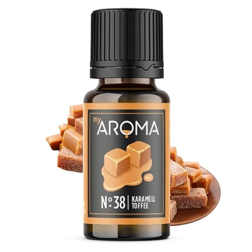 myAROMA flavour drops – Karamell 10ml, flavour drops zuckerfrei, kalorienfrei & vegan, natürliches Lebensmittelaroma ohne künstliche Farbstoffe für Backen, Essen und Trinken, Nr. 38 von my AROMA