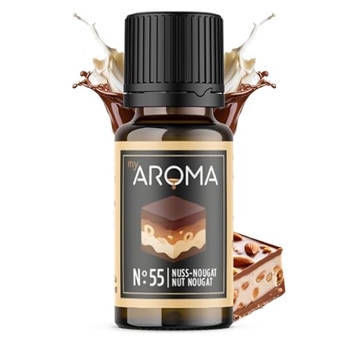 myAROMA | No. 55 (Nuss-Nougat, 10 ml) | Rein natürliches Aroma | Geschmackstropfen für Wasser & Cocktails | Lebensmittelaroma zum Kochen & zum Backen | Kalorienfrei & ohne Zucker oder Süßung von my AROMA