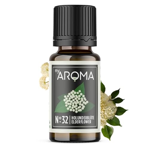 myAROMA | No. 32 (Holunderblüte, 10 ml) | Rein natürliches Aroma | Geschmackstropfen für Wasser & Cocktails | Lebensmittelaroma zum Kochen & zum Backen | Kalorienfrei & ohne Zucker oder Süßung von my AROMA