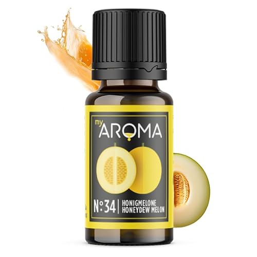 myAROMA | No. 34 (Honigmelone, 10 ml) | Rein natürliches Aroma | Geschmackstropfen für Wasser & Cocktails | Lebensmittelaroma zum Kochen & zum Backen | Kalorienfrei & ohne Zucker oder Süßung von my AROMA