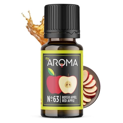 myAROMA | No. 63 (Roter Apfel, 10 ml) | Rein natürliches Aroma | Geschmackstropfen für Wasser & Cocktails | Lebensmittelaroma zum Kochen & zum Backen | Kalorienfrei & ohne Zucker oder Süßung von my AROMA