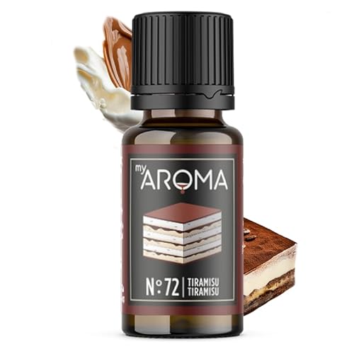 myAROMA | No. 72 (Tiramisu, 10 ml) | Rein natürliches Aroma | Geschmackstropfen für Wasser & Cocktails | Lebensmittelaroma zum Kochen & zum Backen | Kalorienfrei & ohne Zucker oder Süßung von my AROMA