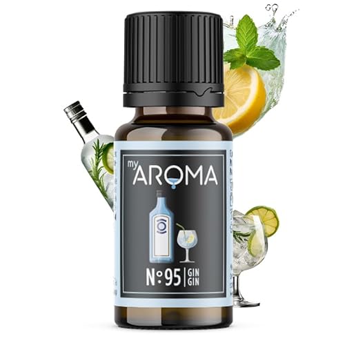 myAROMA | No. 95 (Gin, 10 ml) | Rein natürliches Aroma | Geschmackstropfen für Wasser & Cocktails | Lebensmittelaroma zum Kochen & zum Backen | Kalorienfrei & ohne Zucker oder Süßung von my AROMA