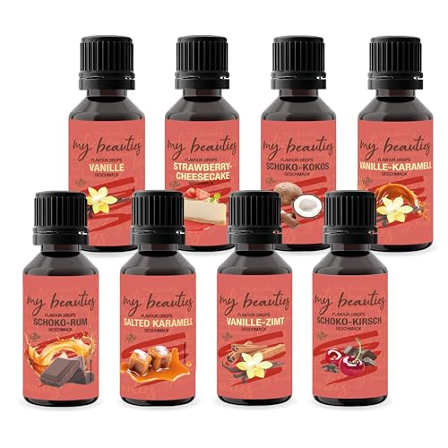 my beauties - Flavour Drops Bestseller Bundle - 8x 30ml - Vanille, Strawberry Cheesecake, Vanille-Karamell, Vanille-Zimt, Schoko-Kirsche, Schoko-Kokos, Schoko-Rum & Salted Karamell my beauties - Flavour Drops Bestseller Bundle - 8x 30ml - Vanille, Strawberry Cheesecake, Vanille-Karamell, Vanille-Zimt, Schoko-Kirsche, Schoko-Kokos, Schoko-Rum & Salted Karamell von my beauties