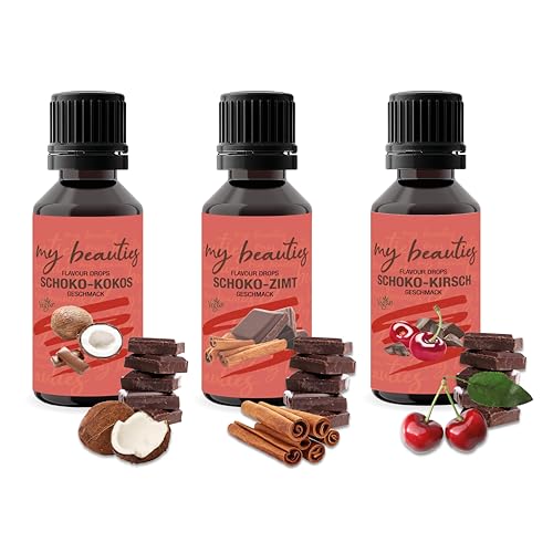 my beauties - Flavour Drops Bundle - Schoko Mix mit Kokos , Zimt & Kirsche - 3x 30 ml - Aroma Tropfen für Lebensmittel - zuckerfrei und kalorienarm my beauties - Flavour Drops Bundle - Schoko Mix mit Kokos , Zimt & Kirsche - 3x 30 ml - Aroma Tropfen für Lebensmittel - zuckerfrei und kalorienarm von my beauties