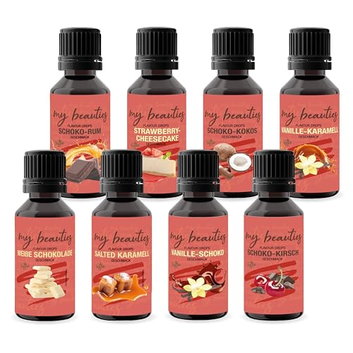 my beauties - Flavour Drops Special Mix Bundle - 8x 30 ml - Vanille-Karamell, Vanille-Schoko, Schoko-Kirsch, Schoko-Kokos, Schoko-Rum, Salted-Karamell, Strawberry-Cheesecake & Weiße-Schokolade my beauties - Flavour Drops Special Mix Bundle - 8x 30 ml - Vanille-Karamell, Vanille-Schoko, Schoko-Kirsch, Schoko-Kokos, Schoko-Rum, Salted-Karamell, Strawberry-Cheesecake & Weiße-Schokolade von my beauties