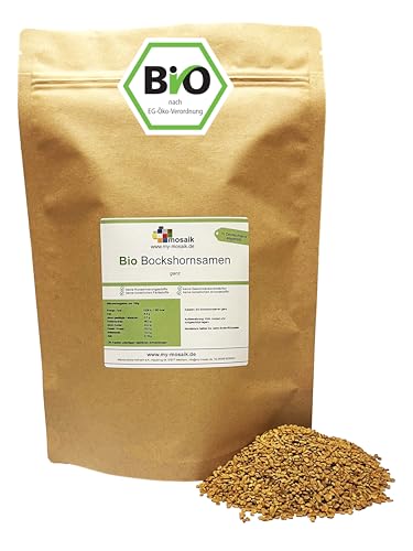 Bio Bockshornklee Samen ganz - Bockshorn-Tee - Bockshornkleesamen - ideal als Tee oder Gewürz - 100% naturrein - Bockshornkleesaat ohne Zusätze, vegan, Fenugreek Seeds Whole von my-mosaik (1000g) von my-mosaik