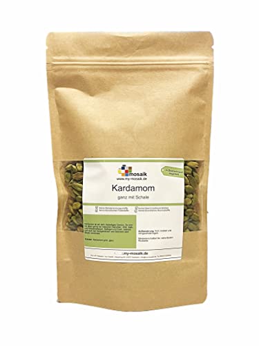 Kardamom ganz mit Schale 100g - Premium Qualität aus Guatemala - handverlesen - Kardamomkapseln - Grünes Kardamomgewürz zum Würzen, Backen und Kochen von my-mosaik(100) von my-mosaik