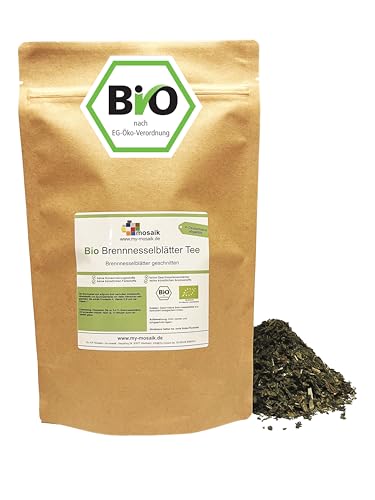 Bio Brennesselblättertee 200g - 100% naturbelassen, geschnitten, ohne Zuckerzusatz, aus kontrolliert biologischem Anbau, wiederverschließbarer Frischebeutel, abgefüllt in Deutschland my-mosaik (200g) von my-mosaik