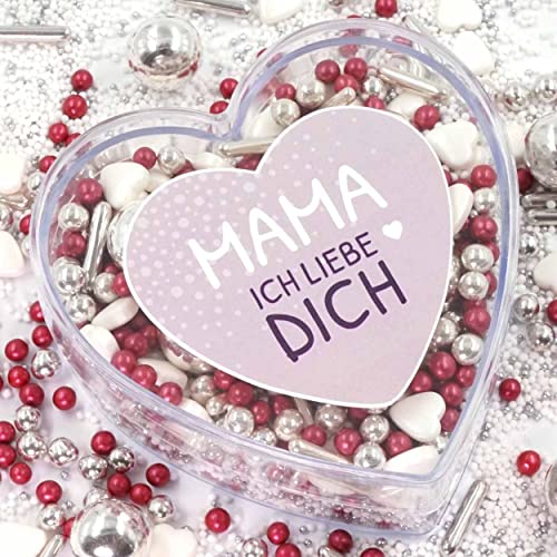 Sissi Geschenkherz weiss silber rot 160g Mama Ich LIEBE DICH von STREUSEL GLÜCK Geschenk für Mutter Geburtstag Weihnachten Muttertag Zuckerstreusel für Torte Kuchen Cupcakes Plätzchen Sissi Geschenkherz weiss silber rot 160g Mama Ich LIEBE DICH von STREUSEL GLÜCK Geschenk für Mutter Geburtstag Weihnachten Muttertag Zuckerstreusel für Torte Kuchen Cupcakes Plätzchen von mySprinkles wir streuseln Liebe