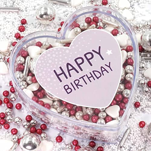 Sissi Geschenkherz weiss silber rot Mix 160g rosa rot von STREUSEL GLÜCK Herz Happy Birthday Geschenk Mitbringsel Idee Geburtstag beste Freundin Frauen Kollegin Schwester Zuckerstreusel Torte Kuchen von mySprinkles wir streuseln Liebe