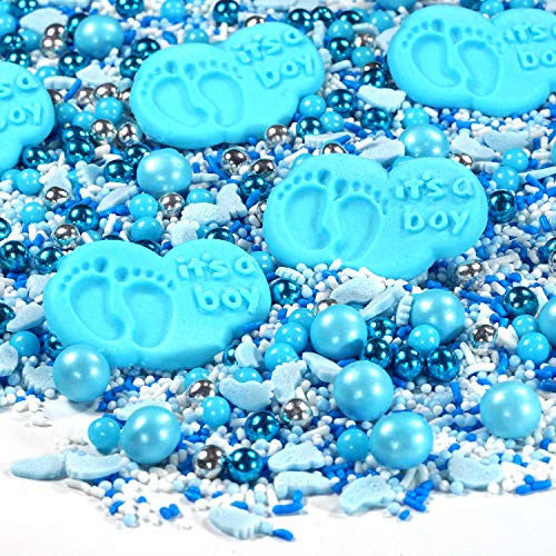 Streusel Baby Boy weiss blau 180g von STREUSEL GLÜCK Zuckerstreusel Babyshower Showerparty Sprinkles für Tortendeko Geburtstag Taufe Party Muffins Cupcakes Cake Pops von mySprinkles wir streuseln Liebe