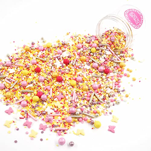 Streusel Butterfly Dream bunt rosa pink gelb 180g von STREUSEL GLÜCK Zuckerstreusel Ostern Frühling Sprinkles für Tortendeko Geburtstag Blumen Party Muffins Cupcakes Cake Pops von mySprinkles wir streuseln Liebe