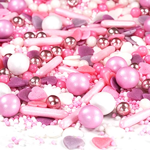 Streusel Mix Dornröschen rosa weiss 90g von STREUSEL GLÜCK bunte Sprinkles Zuckerstreusel eignen sich perfekt zur Tortendeko und Plätzchen Deko für Weihnachten Kindergeburtstag Taufe Hochzeit von mySprinkles wir streuseln Liebe