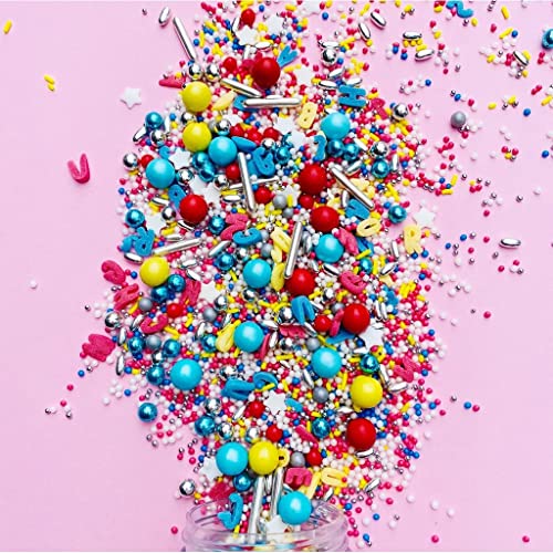 Streusel Sternchen-ABC weiss gelb rot blau 90g von STREUSEL GLÜCK Zuckerstreusel Einschulung Schulanfang Sprinkles für Tortendeko Buchstaben erste Klasse Muffins Cupcakes Cake Pops von mySprinkles wir streuseln Liebe