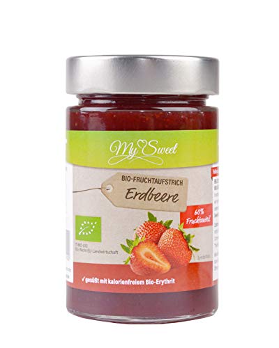 mySweet Bio-Fruchtaufstrich Erdbeere mit Bio-Erythrit, 3er Pack (3 x 225 g) von mySweet