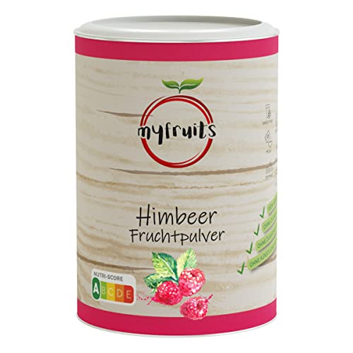 myfruits Himbeerpulver, gefriergetrocknet, 350g, ohne Zusätze, zu 100% getrocknete und gemahlene Himbeeren, Fruchtpulver für Smoothie, Shakes & Joghurt… von myfruits