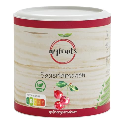 myfruits gefriergetrocknete Sauerkirschen, 80g, ohne Zusätze, zu 100% aus Kirschen, Gefriergetrocknete und getrocknete Früchte von myfruits