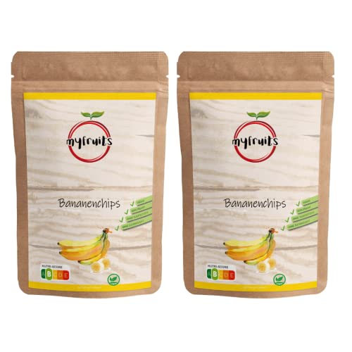 myfruits Bananenchips, gefriergetrocknet, 600g (2x300g), ohne Zusätze, 100% Bananen, Gefriergetrocknete Früchte für Müsli oder als Snack von myfruits