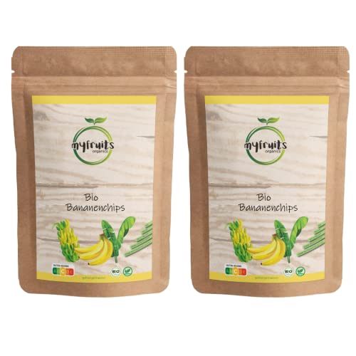 myfruits Bio Bananenchips, gefriergetrocknet, Fruchtchips, 600g (2x300g), ohne Zusätze, 100% Bio Bananen, Gefriergetrocknete Früchte für Müsli oder als Snack von myfruits