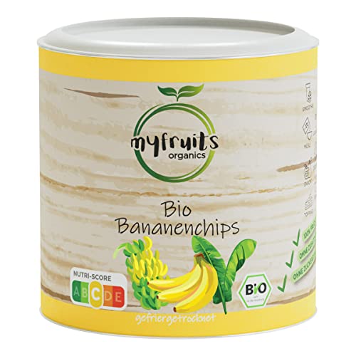 myfruits Bio Bananenchips, gefriergetrocknet, 85g, Fruchtchips, ohne Zusätze, 100% Bananen, Gefriergetrocknete Früchte für Müsli oder als Snack von myfruits