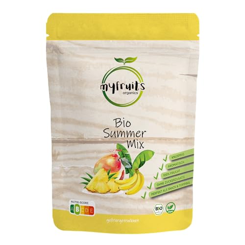 myfruits Bio Summer Mix, 300g Gefriergetrocknete Früchtemischung mit Ananas, Banane und Mango, ohne Zusätze, 100% Frucht, myfruits Bio Summer Mix, 300g Gefriergetrocknete Früchtemischung mit Ananas, Banane und Mango, ohne Zusätze, 100% Frucht, von myfruits