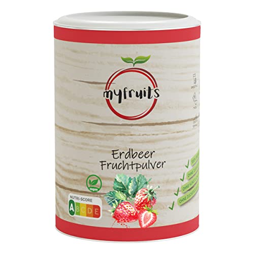 myfruits Erdbeerpulver, gefriergetrocknetes Fruchtpulver, 350g, 100% Erdbeeren getrocknet und gemahlen, Fruchtpulver für Smoothie, Shakes & Joghurt… von myfruits